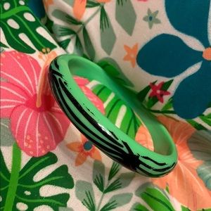 Retro zebra print rave bracelet 90s neon green